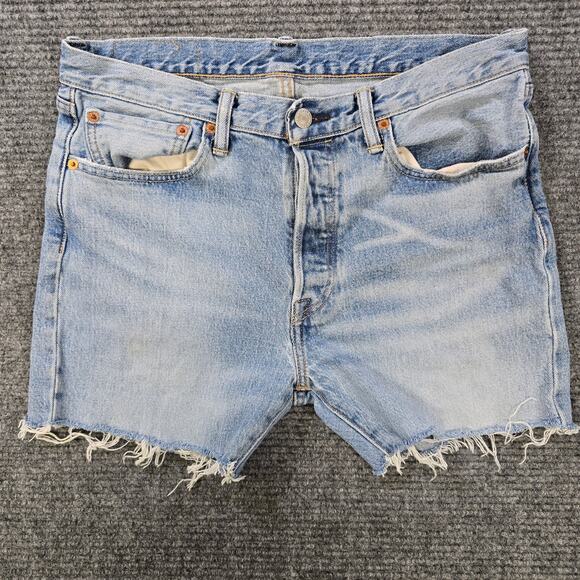 Levi's Pants - Levi's 501 Shorts Womens 32 Blue Button Fly Raw Hem Denim